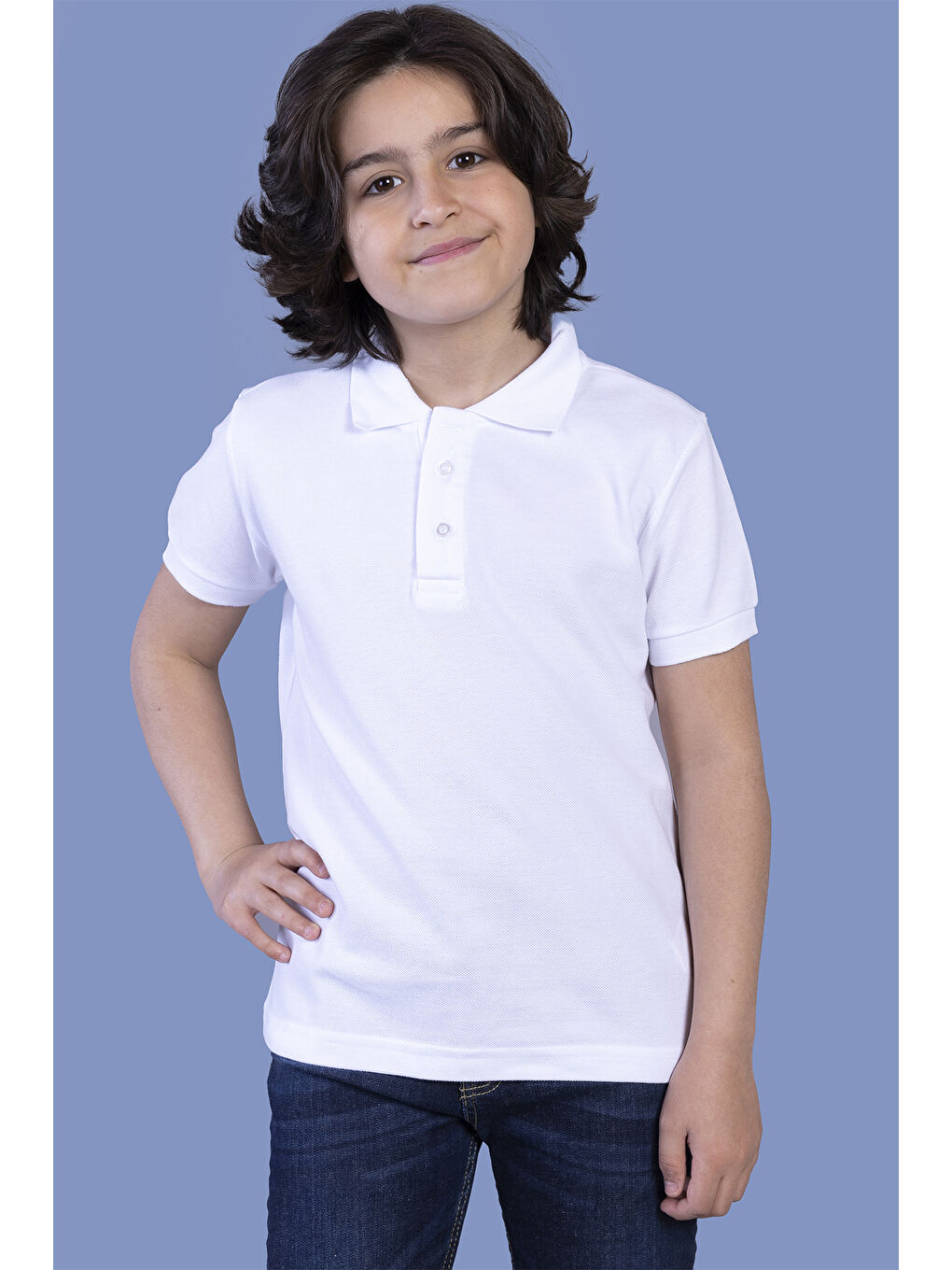 Toontoykids Beyaz Unisex Çocuk Düğmeli Polo Yaka Tişört