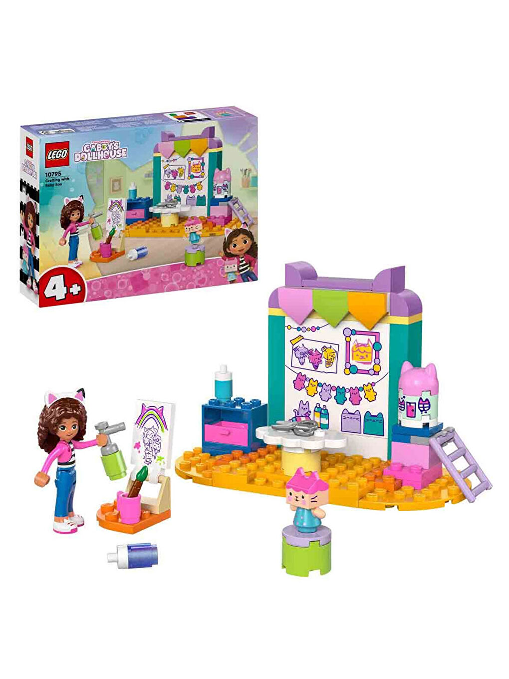 Lego Renksiz Gabby s Dollhouse Karton Yavru Kedi ile El Sanatları 10795