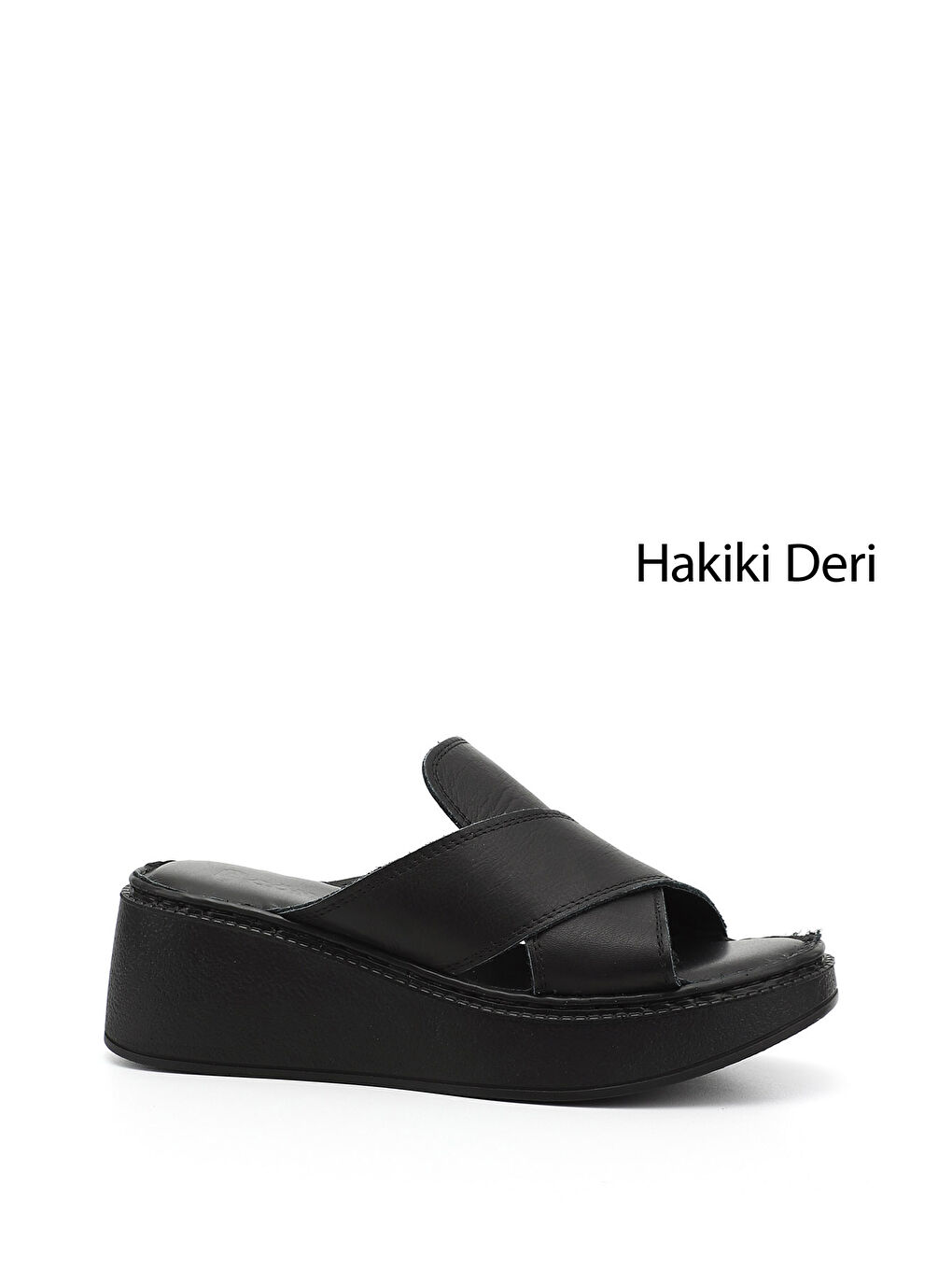 Mor Kadın ZÜMRÜT-SİYAH Dolgu Taban Hakiki Deri Terlik