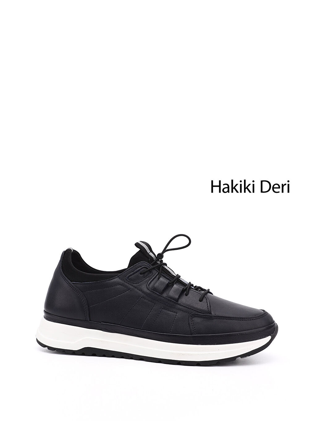 Lacivert Erkek AÇIK LACİVERT Elastanlı Lastik Bağcıklı Hakiki Deri Comfort Sneaker