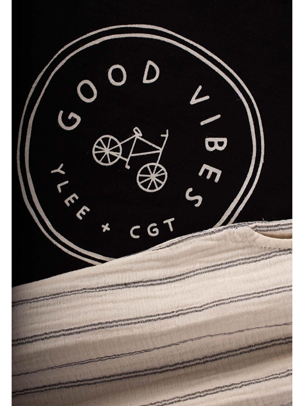 Bisiklet Baskılı Çizgili Müslin Pantolonlu Takım 2-10 Yaş Siyah-2