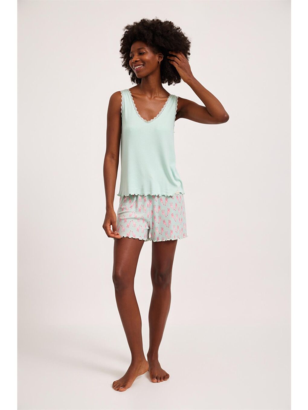 Fun Giraffe Ribli Kadın Üst Yeşil-4