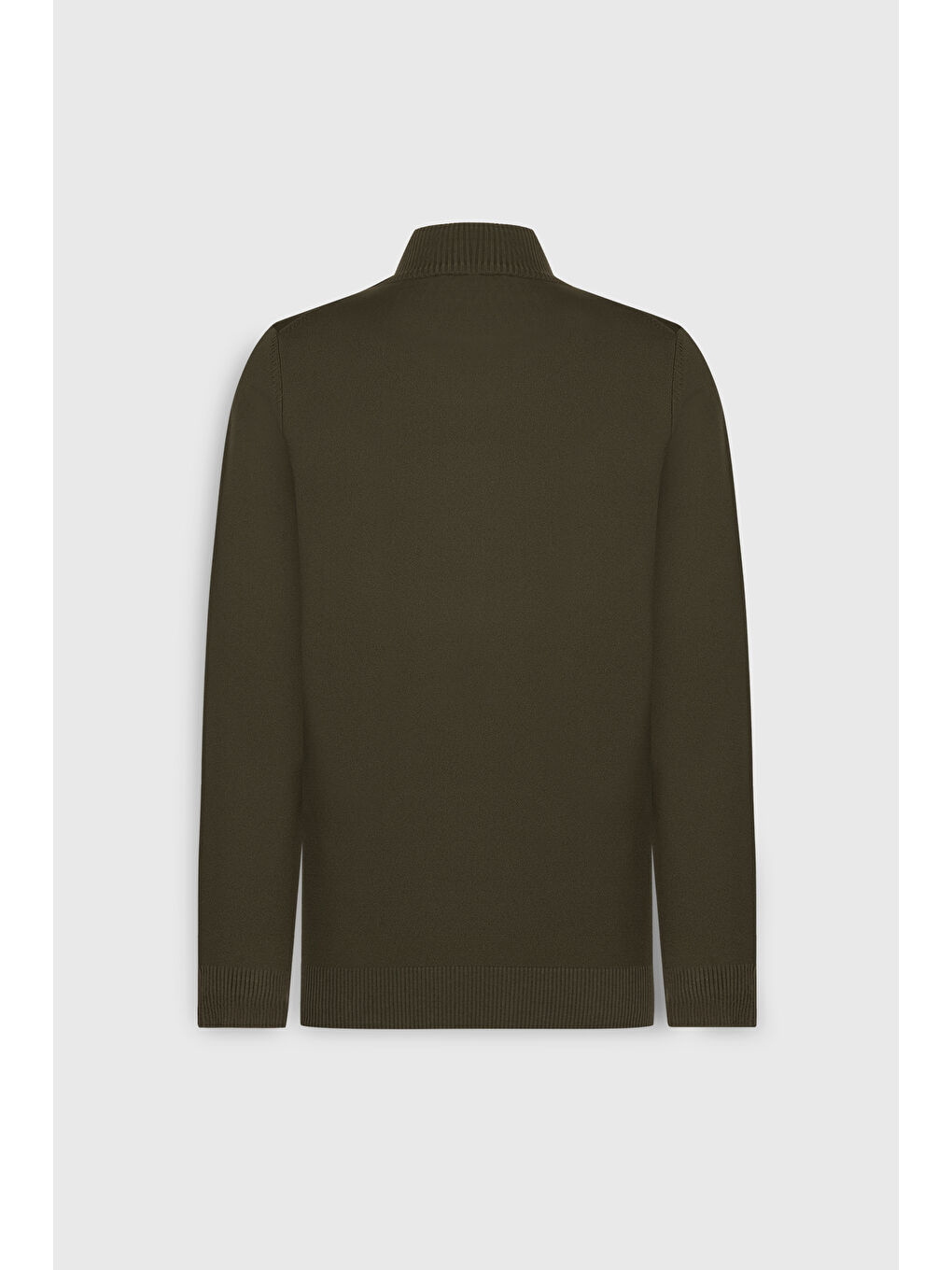 Erkek Haki Pamuklu Standart Fit Normal Kesim Yarım Balıkçı Yaka Triko Kazak-8