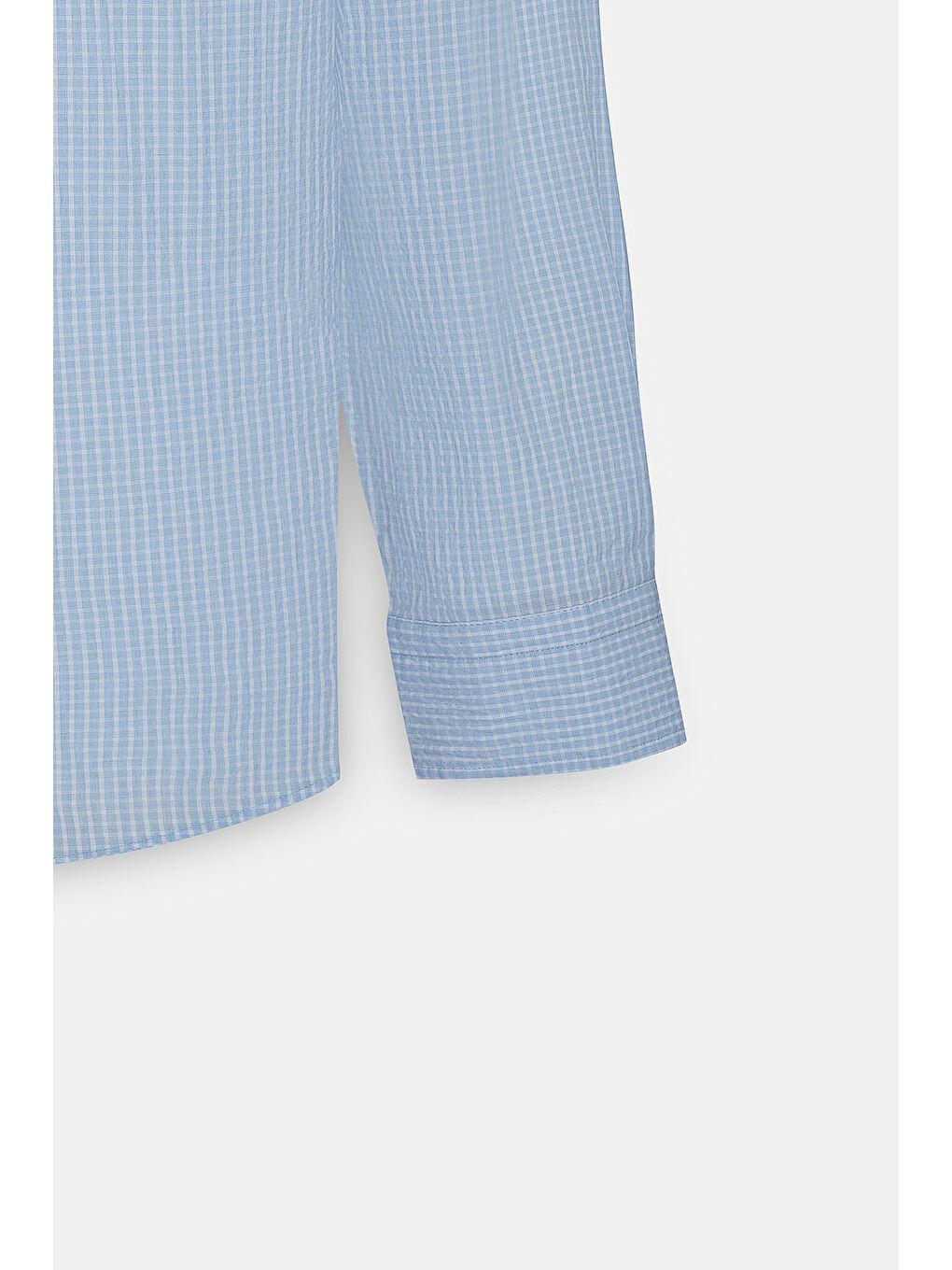 Erkek Beyaz-Mavi Comfort Fit Rahat Kesim Düğmeli Yaka Pamuklu Kareli Gömlek-7