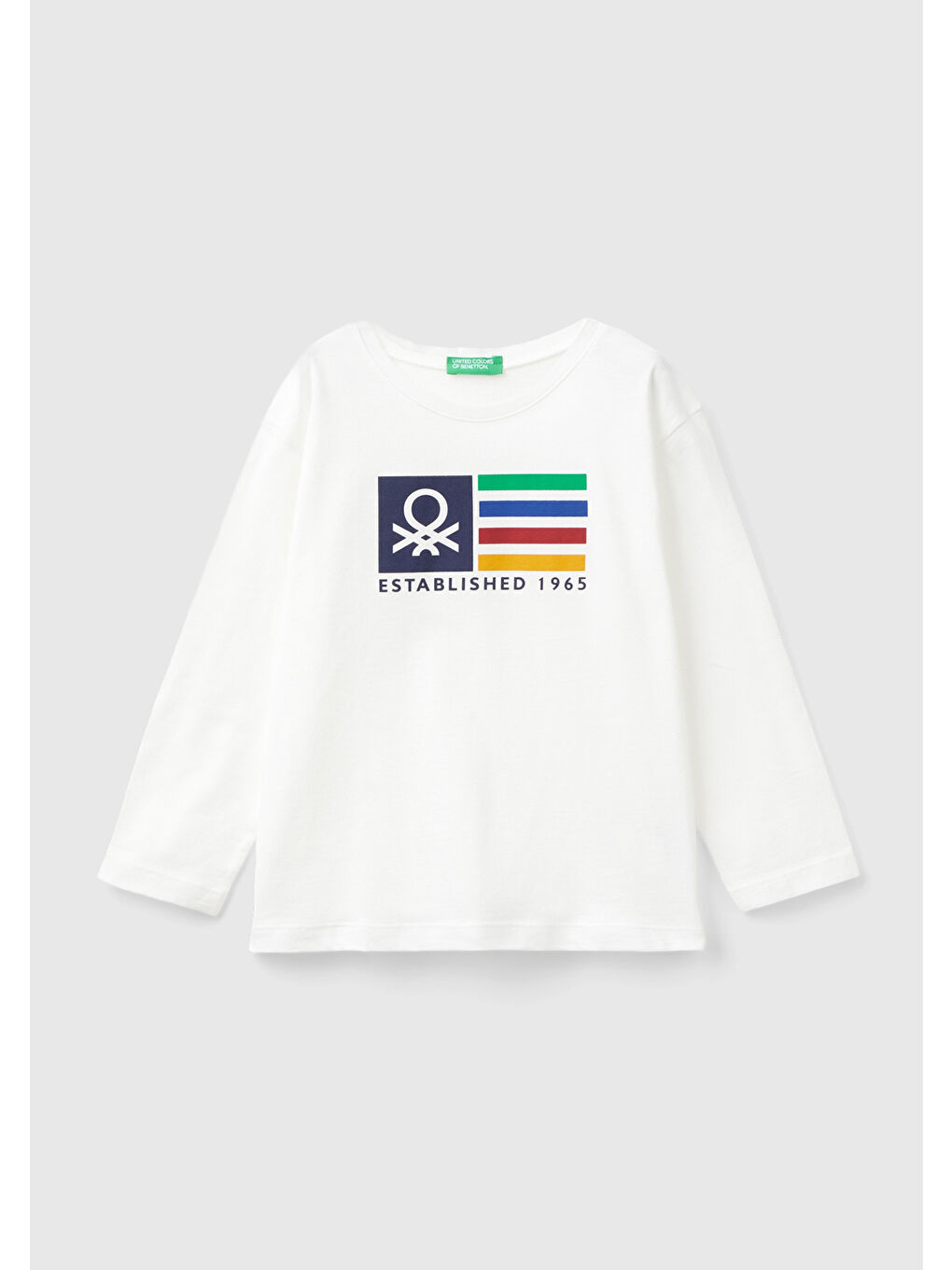 United Colors Of Benetton Erkek Çocuk Beyaz  Renkli Logo Baskılı Sweatshirt