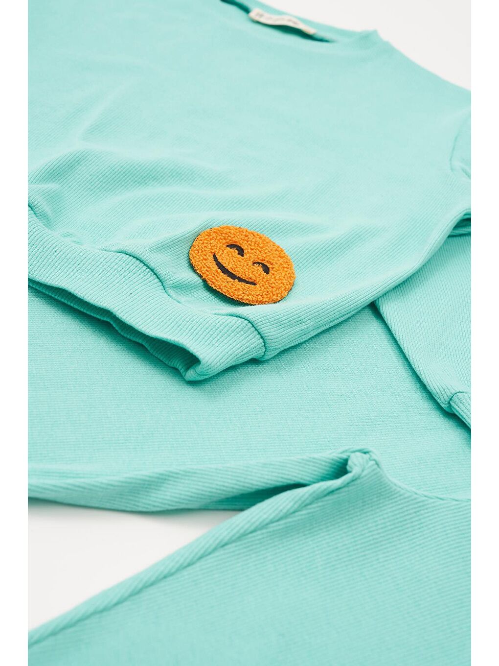Emoji Nakışlı Taytlı Turkuaz Alt Üst Takım-2
