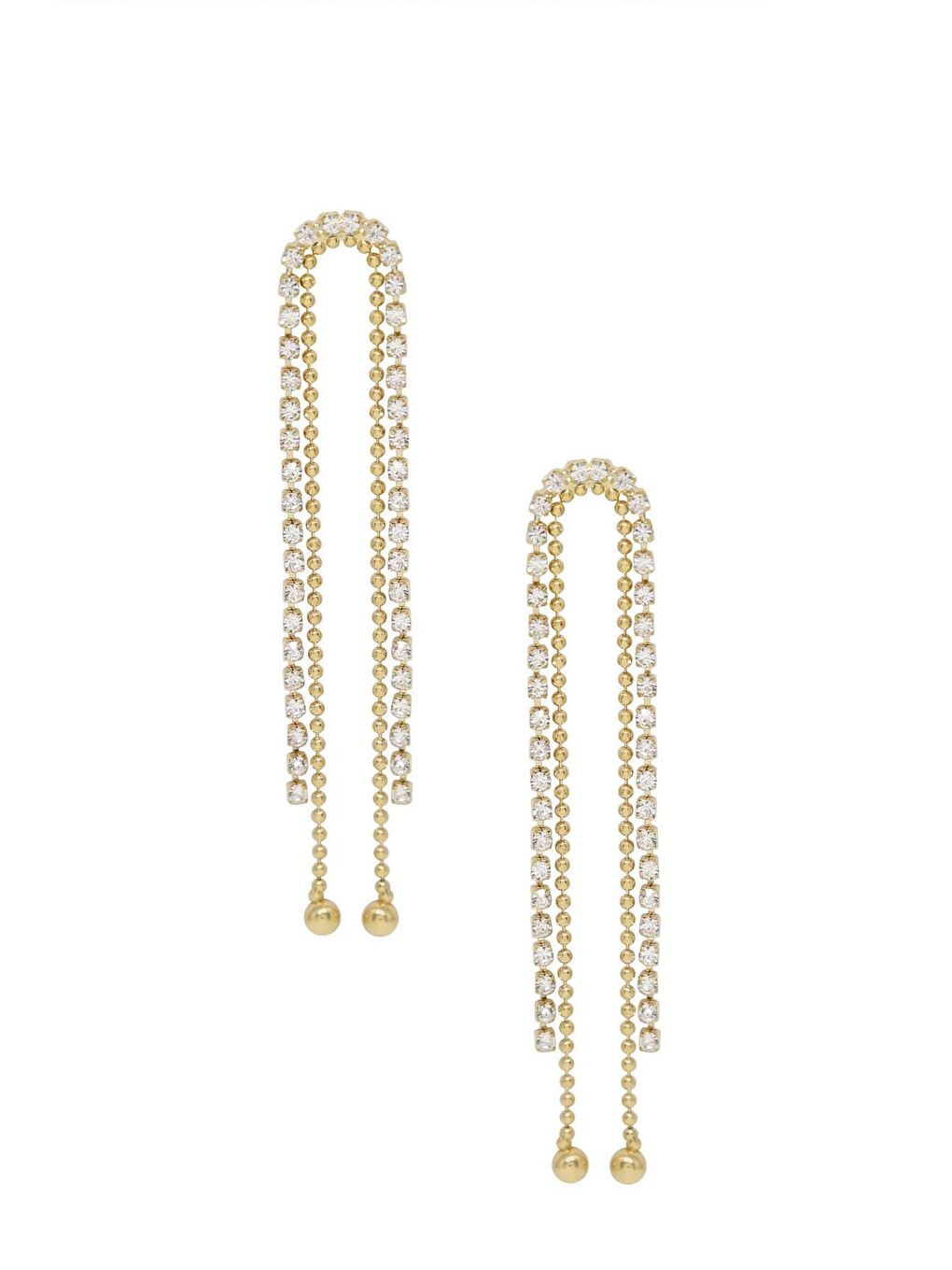 Sarı Kristal Taşlı Sallantılı Zarif Abiye Küpe-1