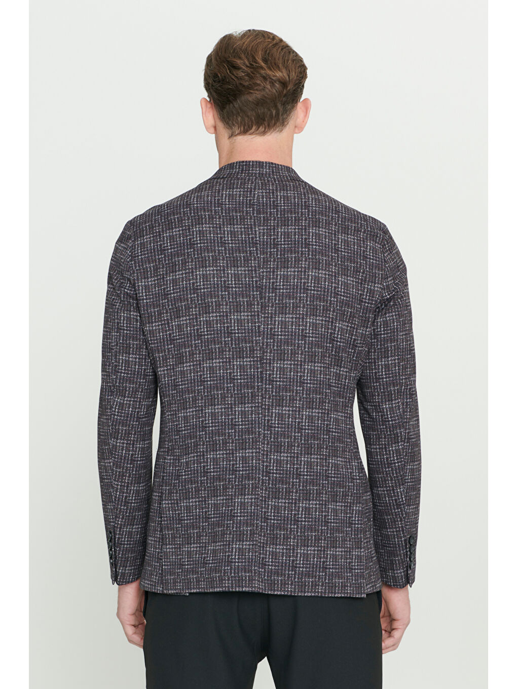 Erkek Bordo Slim Fit Dar Kesim Mono Yaka Kazayağı Desenli Ceket-5