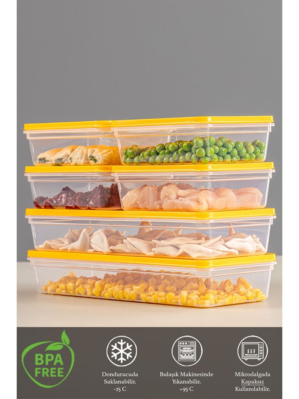 6'lı Saklama Kabı Sarı 2 x 1170 ml 4 x 600 ml-2