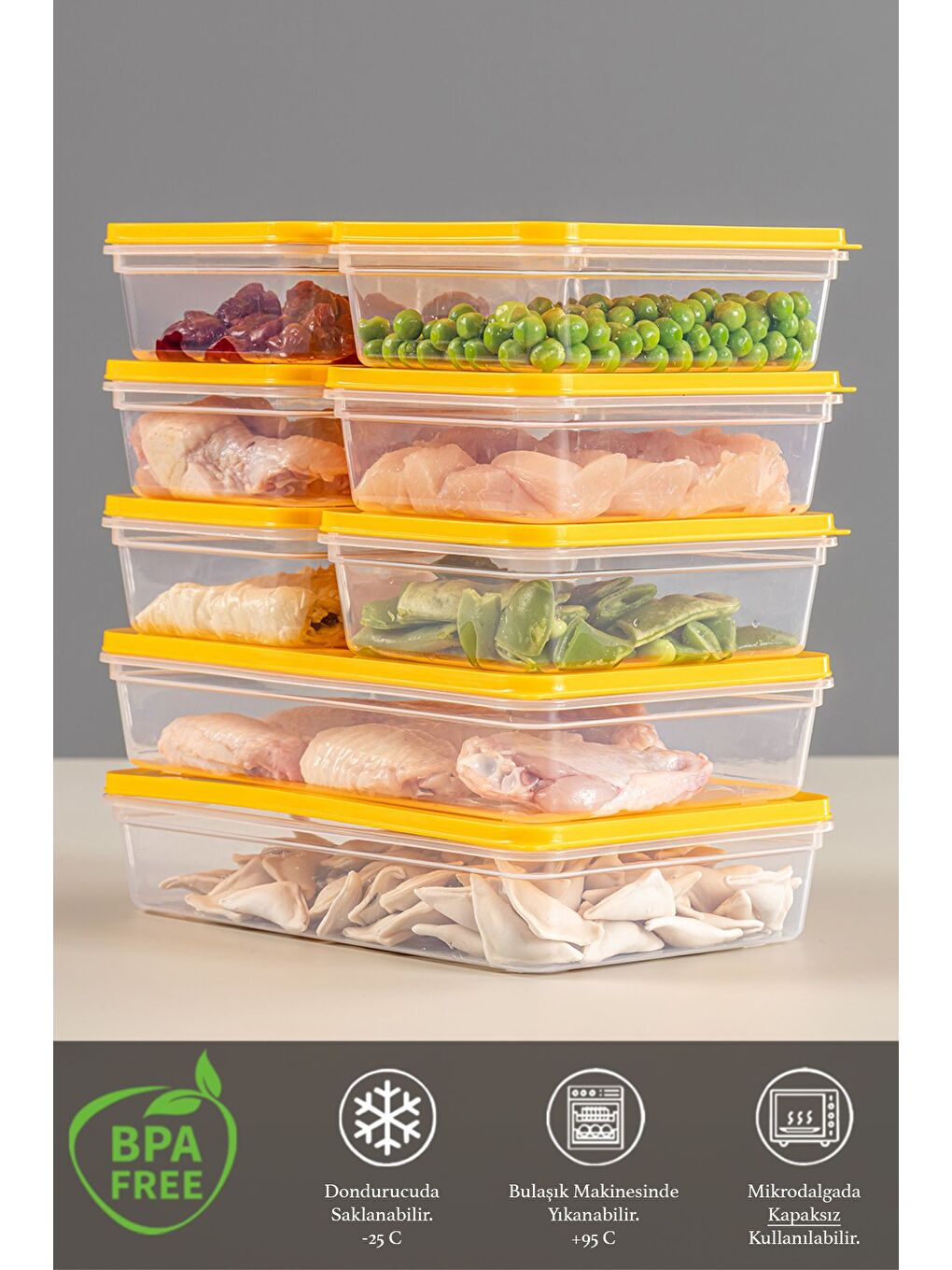 8 li Saklama Kabı Sarı 2 x 1200 ml 6 x 600 ml-2