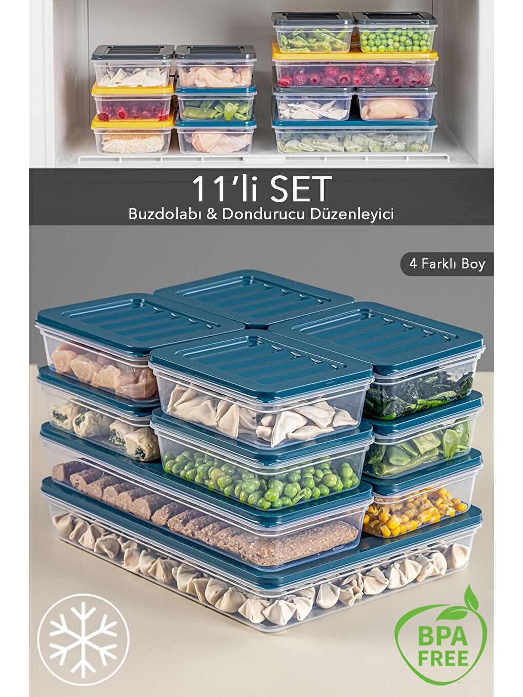 Mavi 11 li Erzak Kabı 1x2400 ml 2x1170 ml 8x600 ml