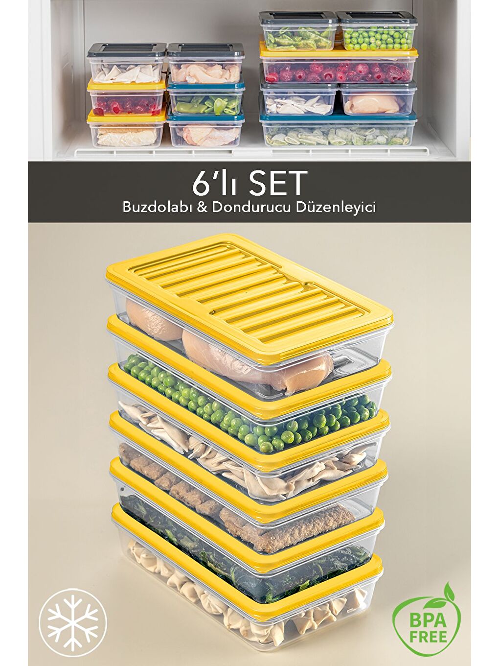 6'lı Saklama Kabı Sarı 6 x 1200 ml