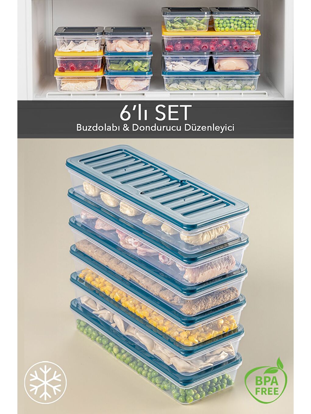 Mavi 6'lı Saklama Kabı Petrol 6 x 1170 ml