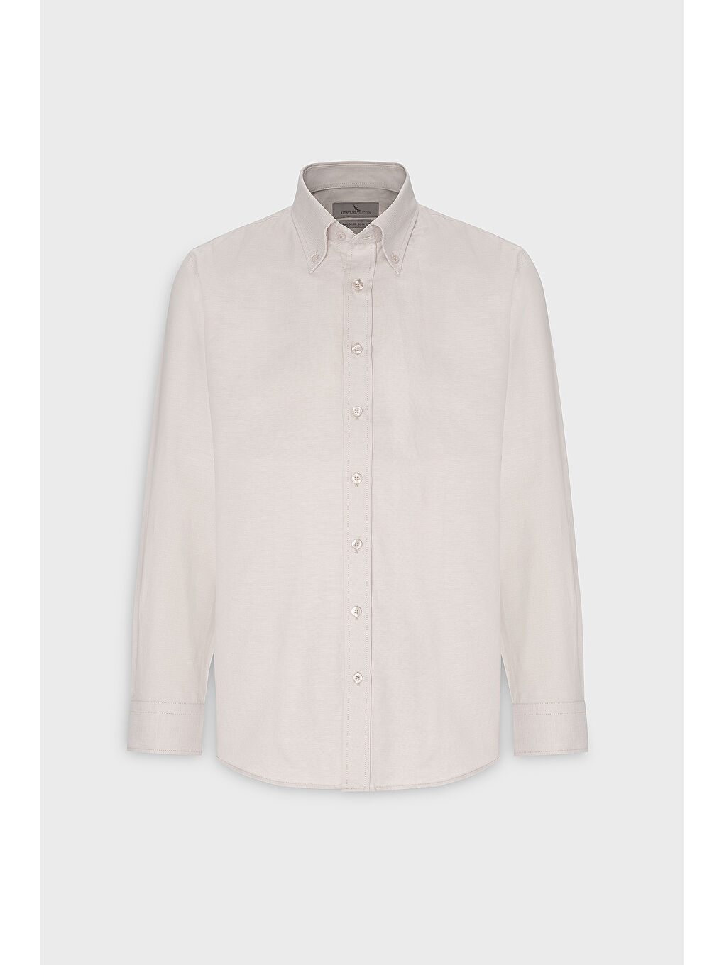 Erkek Bej Slim Fit Dar Kesim Düğmeli Yaka %100 Pamuk Oxford Gömlek-4