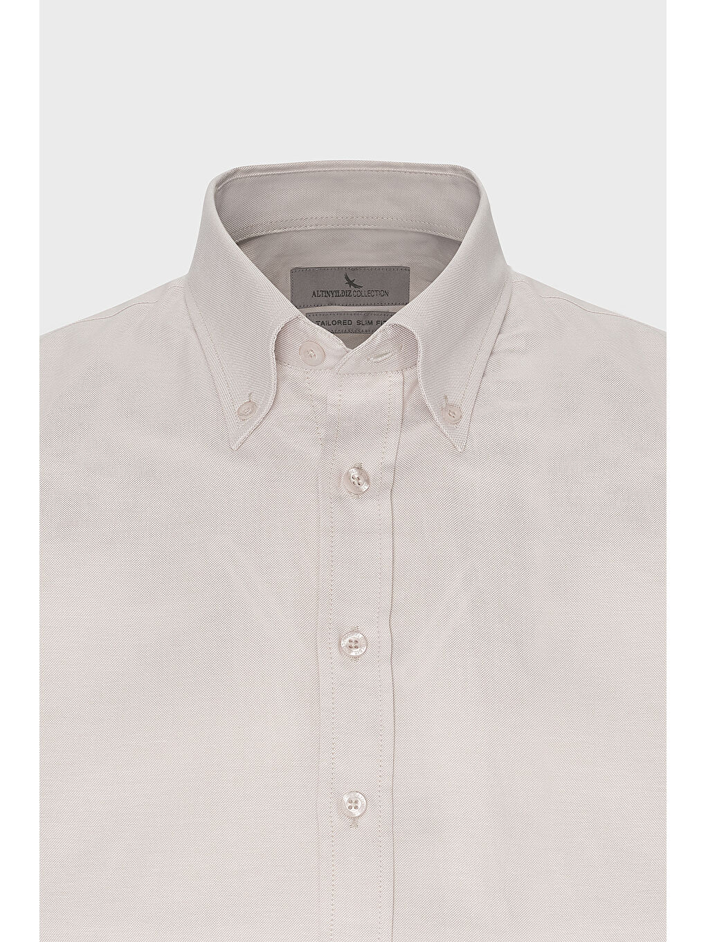 Erkek Bej Slim Fit Dar Kesim Düğmeli Yaka %100 Pamuk Oxford Gömlek-5