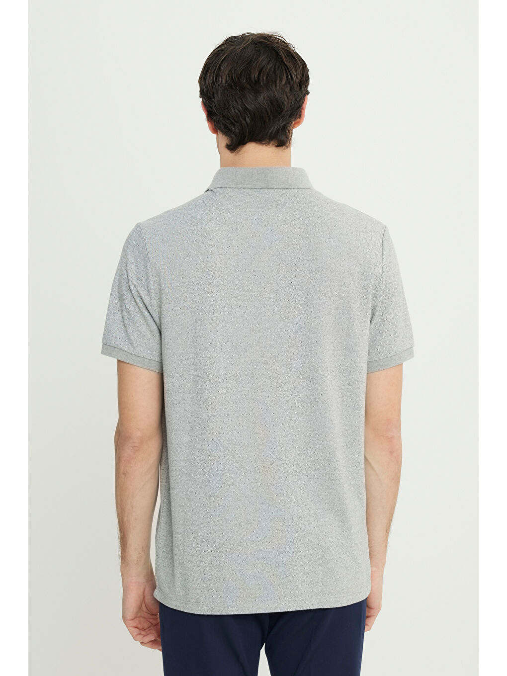 Erkek Beyaz Pamuklu Comfort Fit Rahat Kesim Polo Yaka Jakarlı Tişört-4