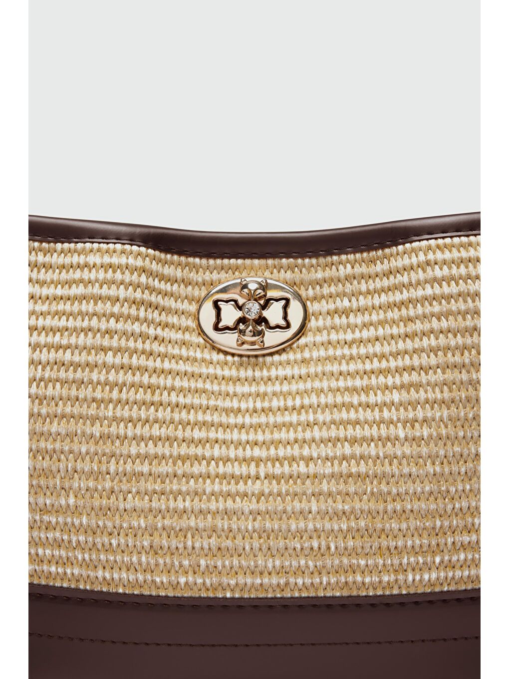 Kahverengi Urban Hasır Görünümlü Kilitli Omuz Çanta Taba-3