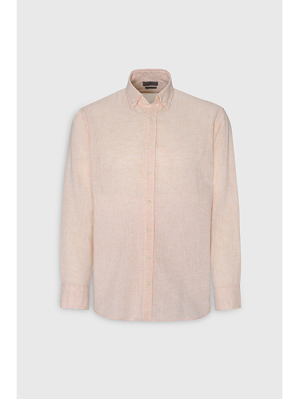 Erkek Turuncu Comfort Fit Rahat Kesim Pamuklu Gizli Düğme Yaka Gömlek-5