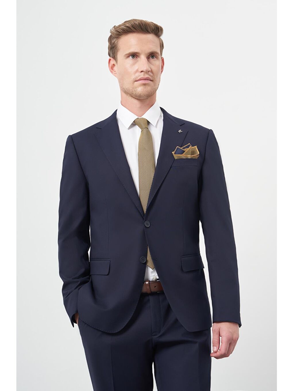 Lacivert Mono Yaka 6 Drop Comfort Fit Rahat Kesim Basic Takim Elbise 1001245310