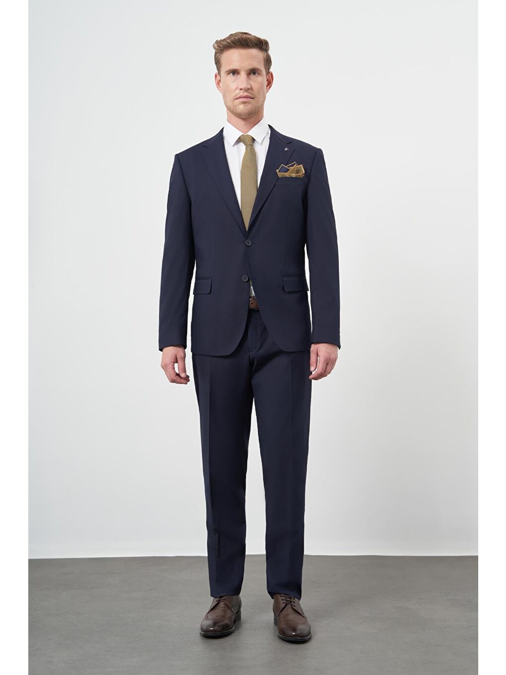 Lacivert Mono Yaka 6 Drop Comfort Fit Rahat Kesim Basic Takim Elbise 1001245310-1