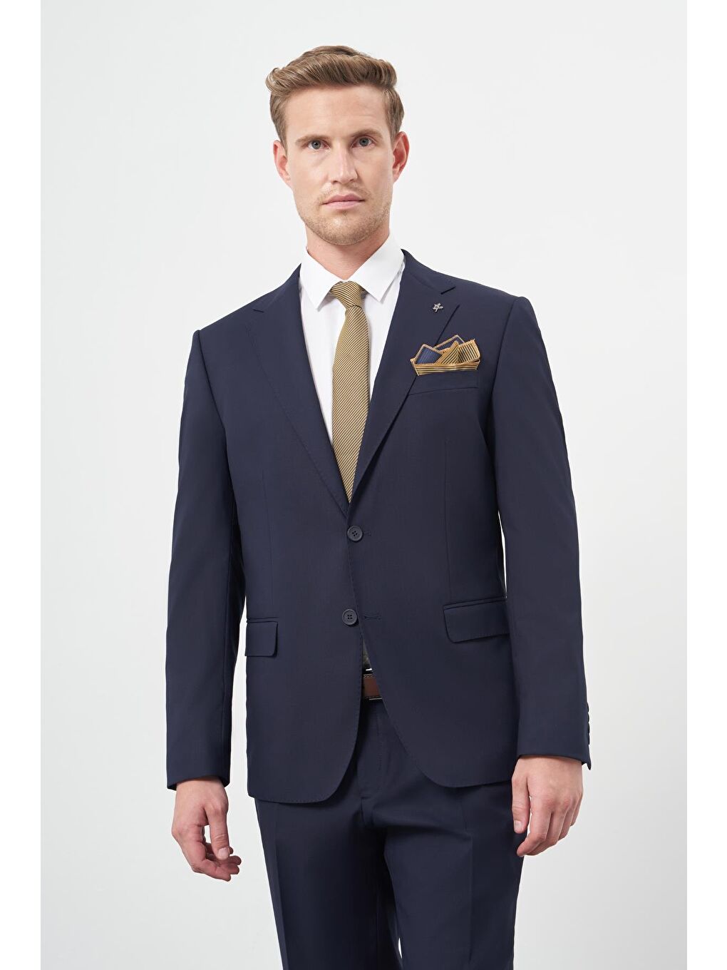 Lacivert Mono Yaka 6 Drop Comfort Fit Rahat Kesim Basic Takim Elbise 1001245310-2