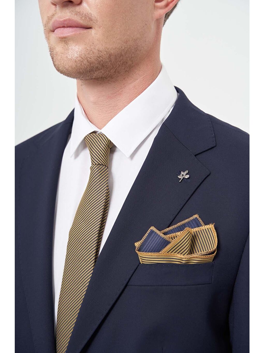 Lacivert Mono Yaka 6 Drop Comfort Fit Rahat Kesim Basic Takim Elbise 1001245310-3