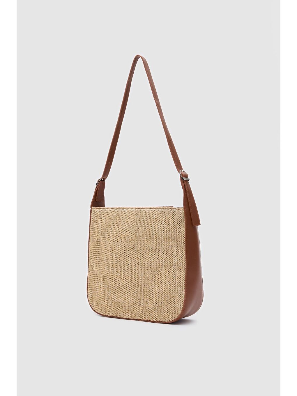 Kahverengi Valenza Hasır Görünümlü Omuz Çanta Taba-1