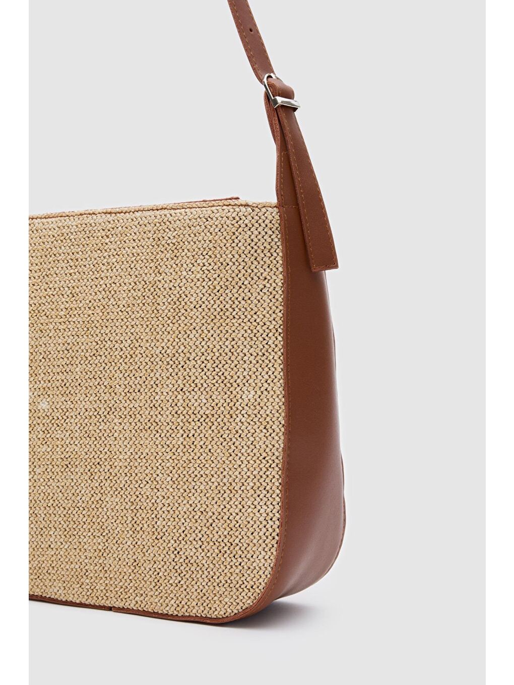 Kahverengi Valenza Hasır Görünümlü Omuz Çanta Taba-2