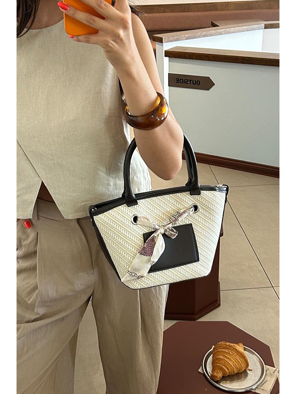 Modena Şal Aksesuarlı El Ve Omuz Çantası Kahverengi-7