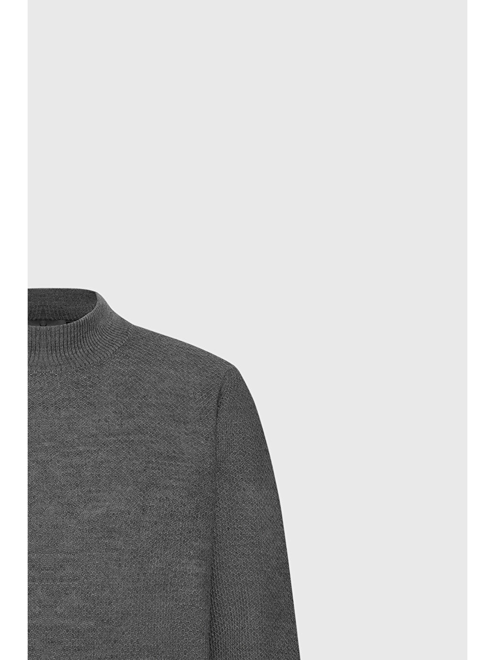 Erkek Gri Melanj Sıcak Tutan Standart Fit Normal Kesim Yarım Balıkçı Yaka Yünlü Triko Kazak-6