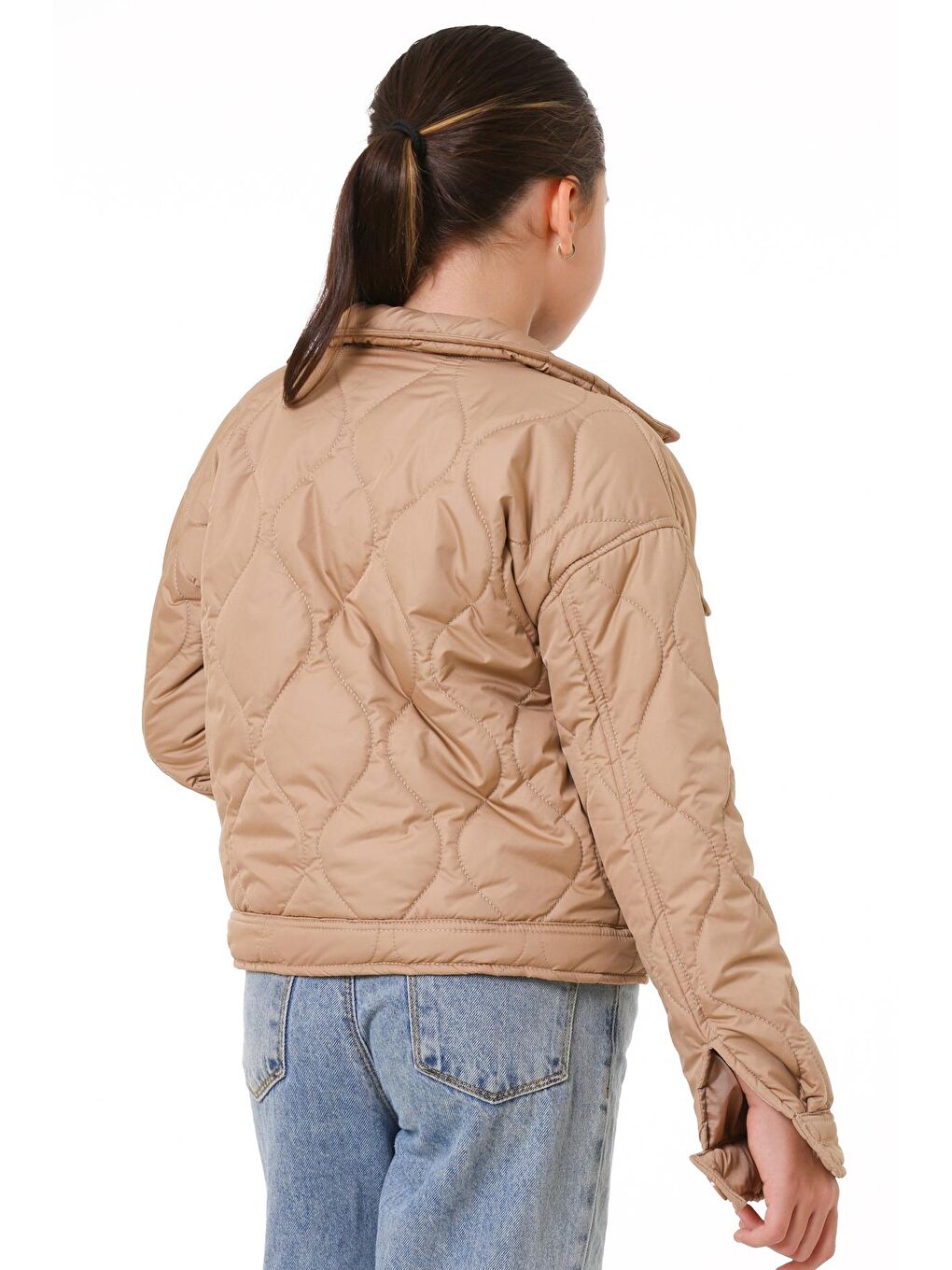 Kız Çocuk Bej Kapitone Mevsimlik 7-12 Yaş Mont - 23241-1-3