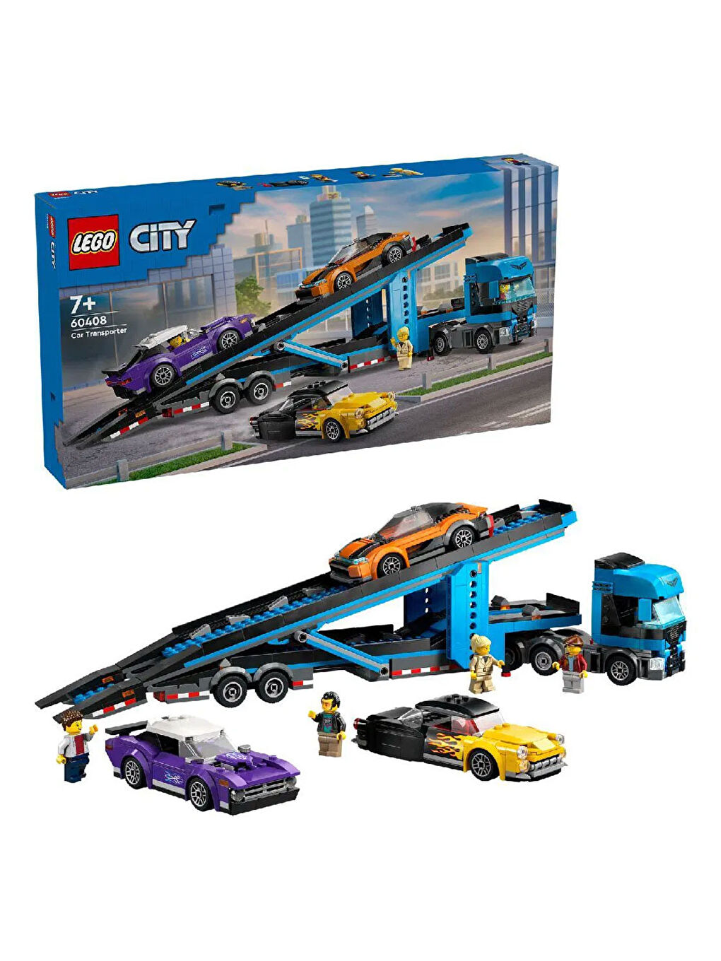 Lego Renksiz City Spor Arabalı Araç Taşıma Kamyonu 60408