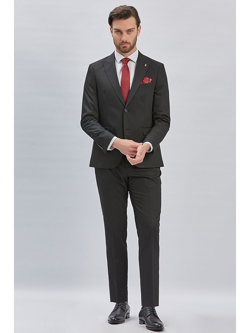 Siyah Düz Bez Ayağı 6 Drop Slim Fit Classic Esnek Takım Elbise 1001240173