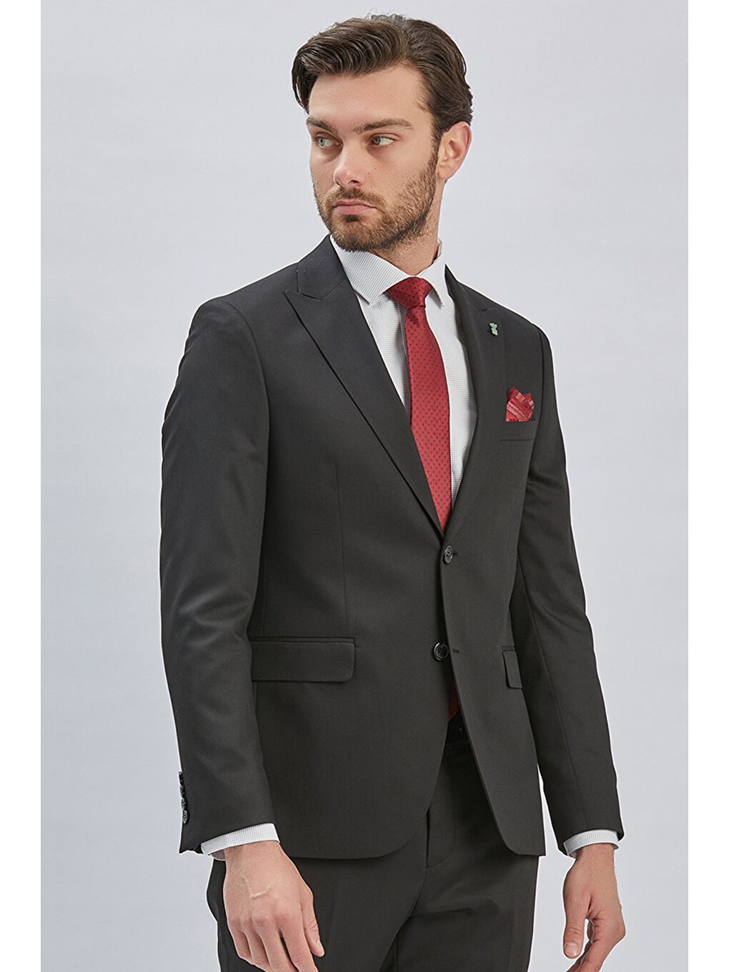 Siyah Düz Bez Ayağı 6 Drop Slim Fit Classic Esnek Takım Elbise 1001240173-1