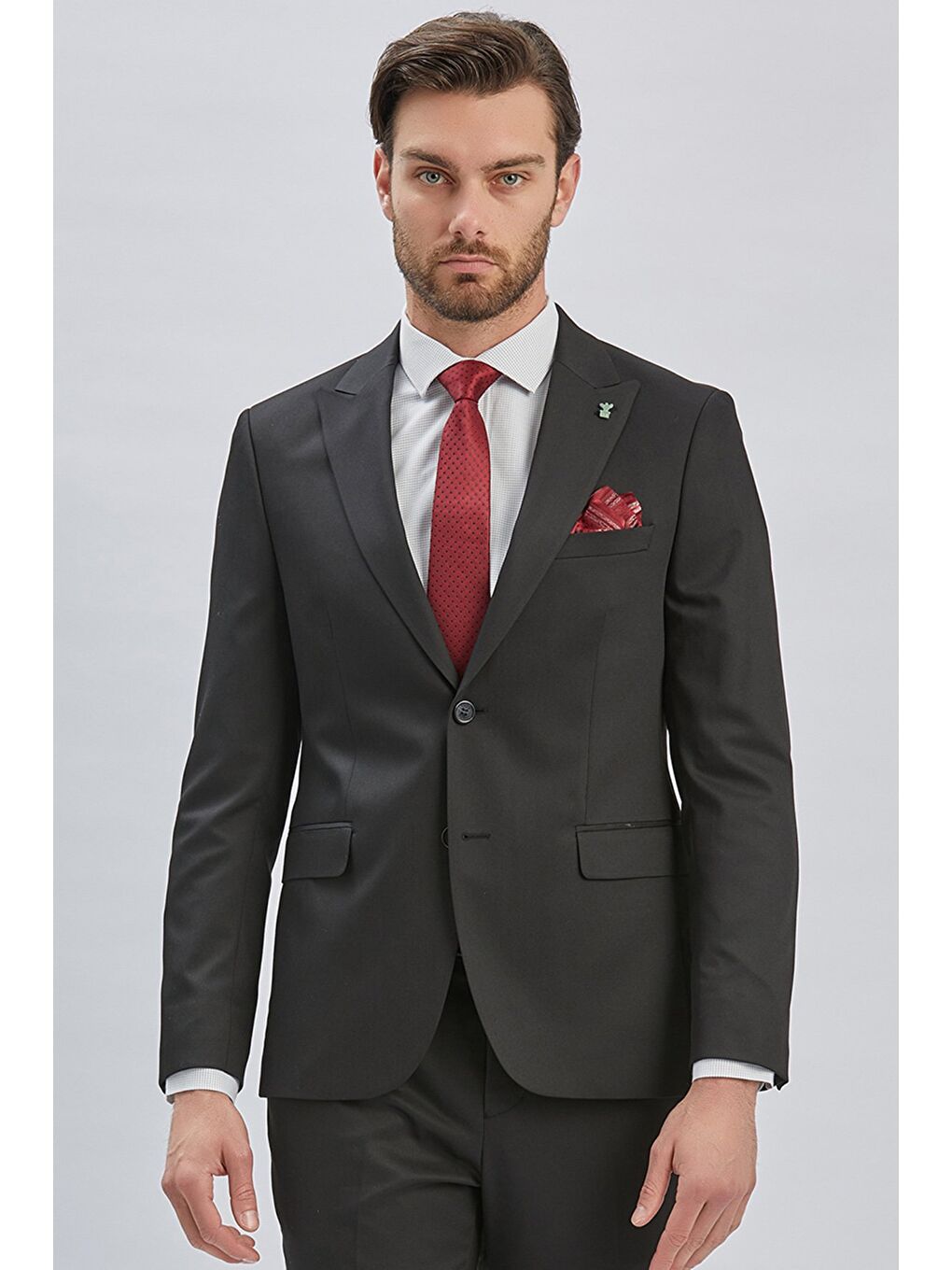 Siyah Düz Bez Ayağı 6 Drop Slim Fit Classic Esnek Takım Elbise 1001240173-2