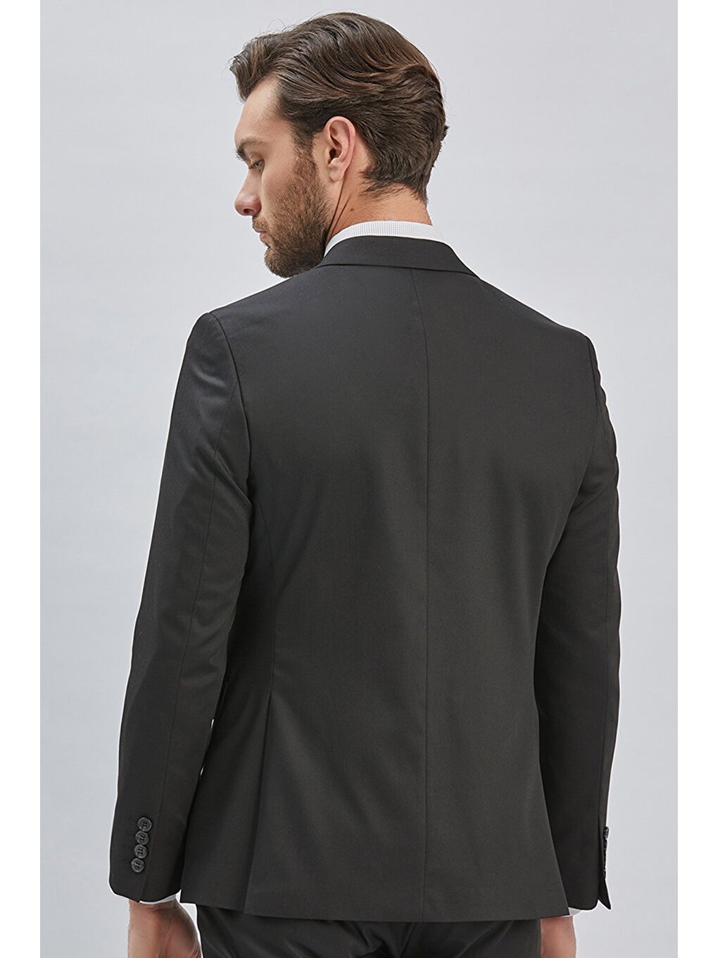 Siyah Düz Bez Ayağı 6 Drop Slim Fit Classic Esnek Takım Elbise 1001240173-3