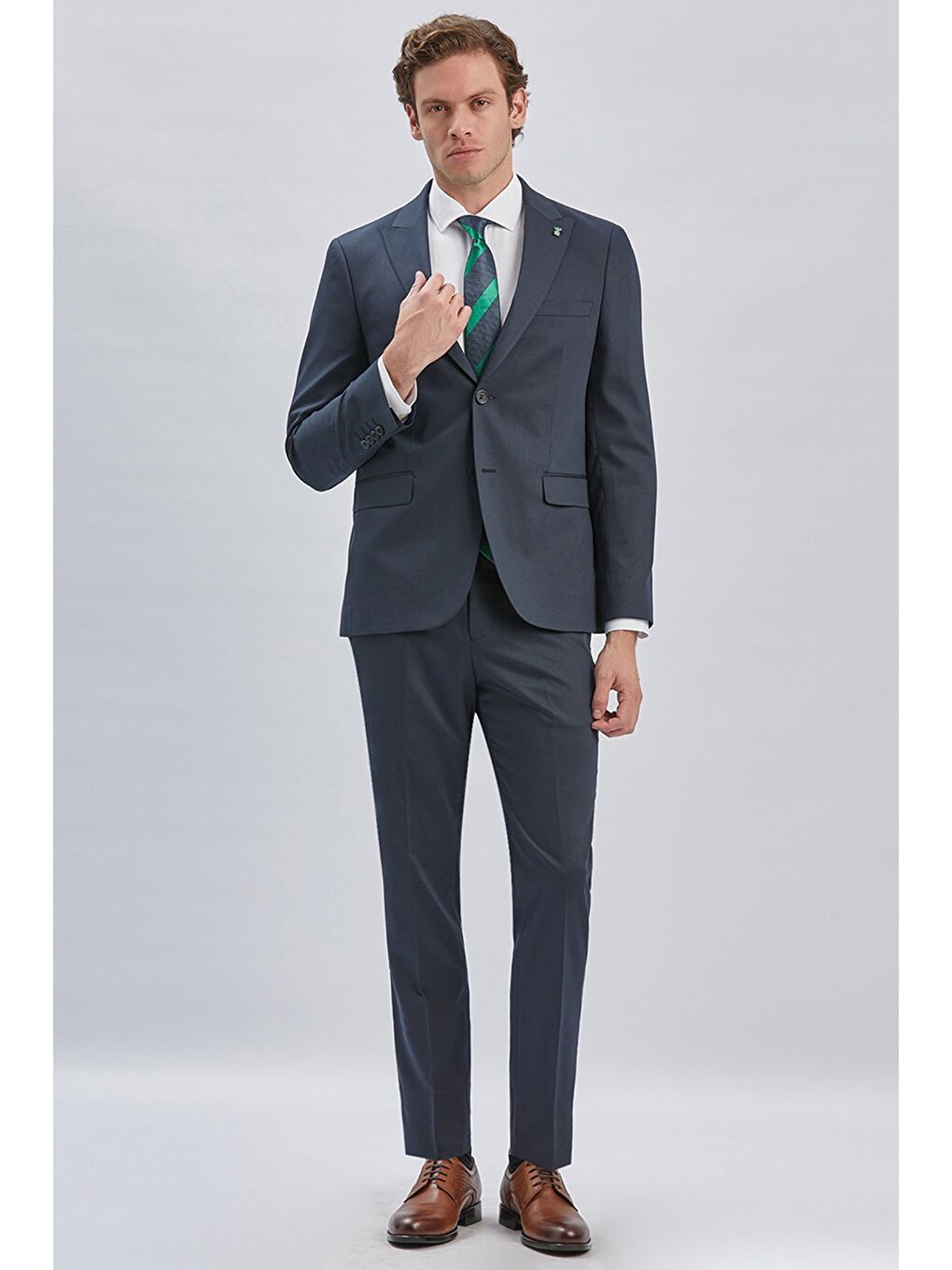 Koyu Lacivert Düz Bez Ayağı 6 Drop Slim Fit Classic Esnek Takım Elbise 1001240173