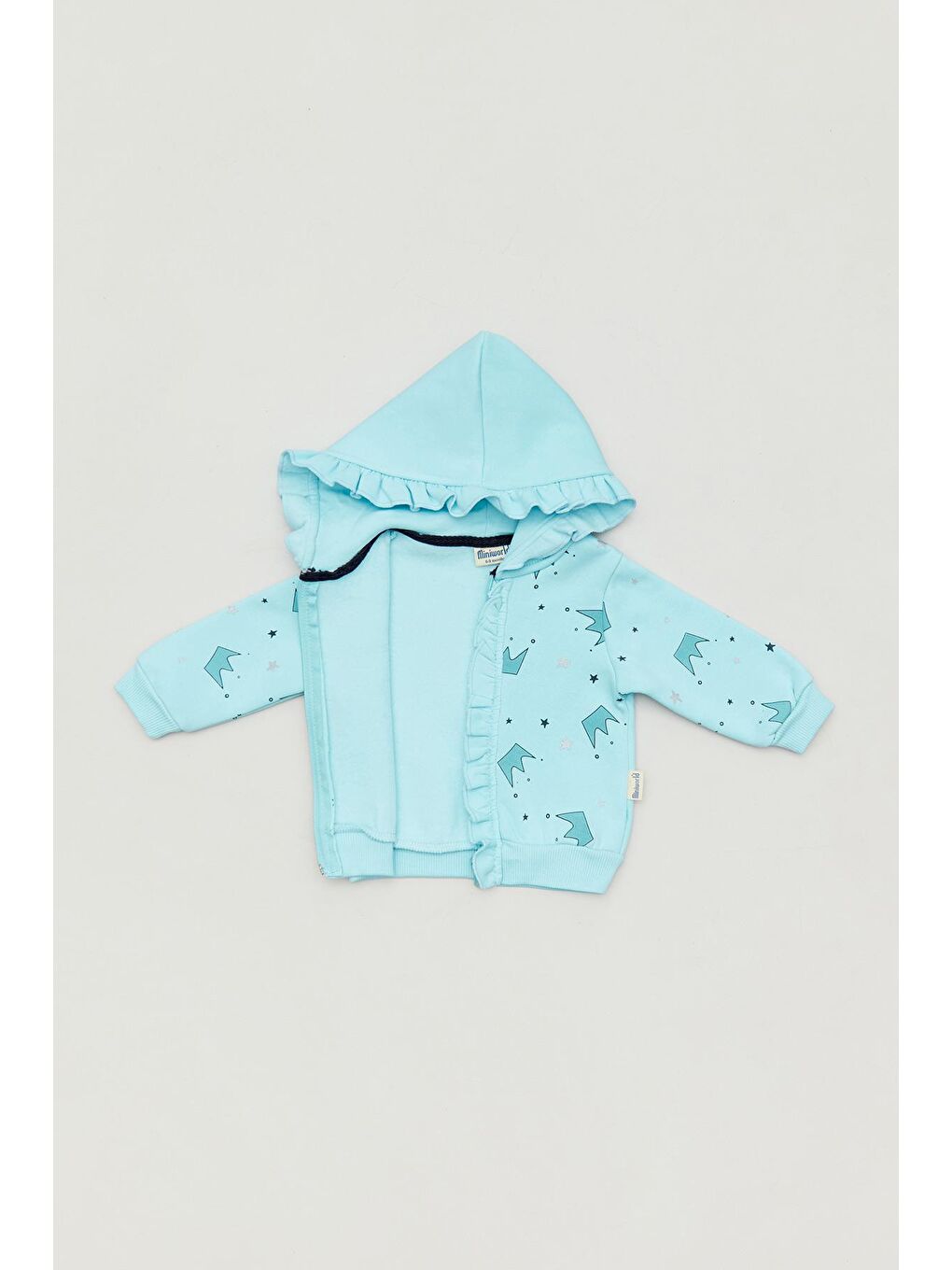 Mavi Baskılı Kapüşonlu Erkek Bebek  Sweatshirt-1