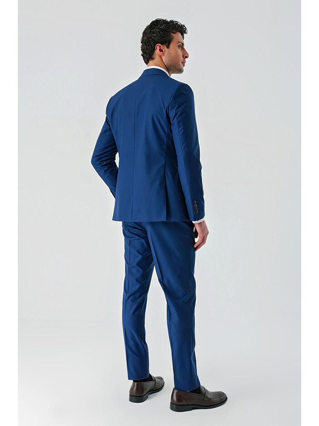 Lacivert Gabardin Kırlangıç Yaka Yelekli 6 Drop Slim Fit Klasik Takım Elbise 1001240187-6