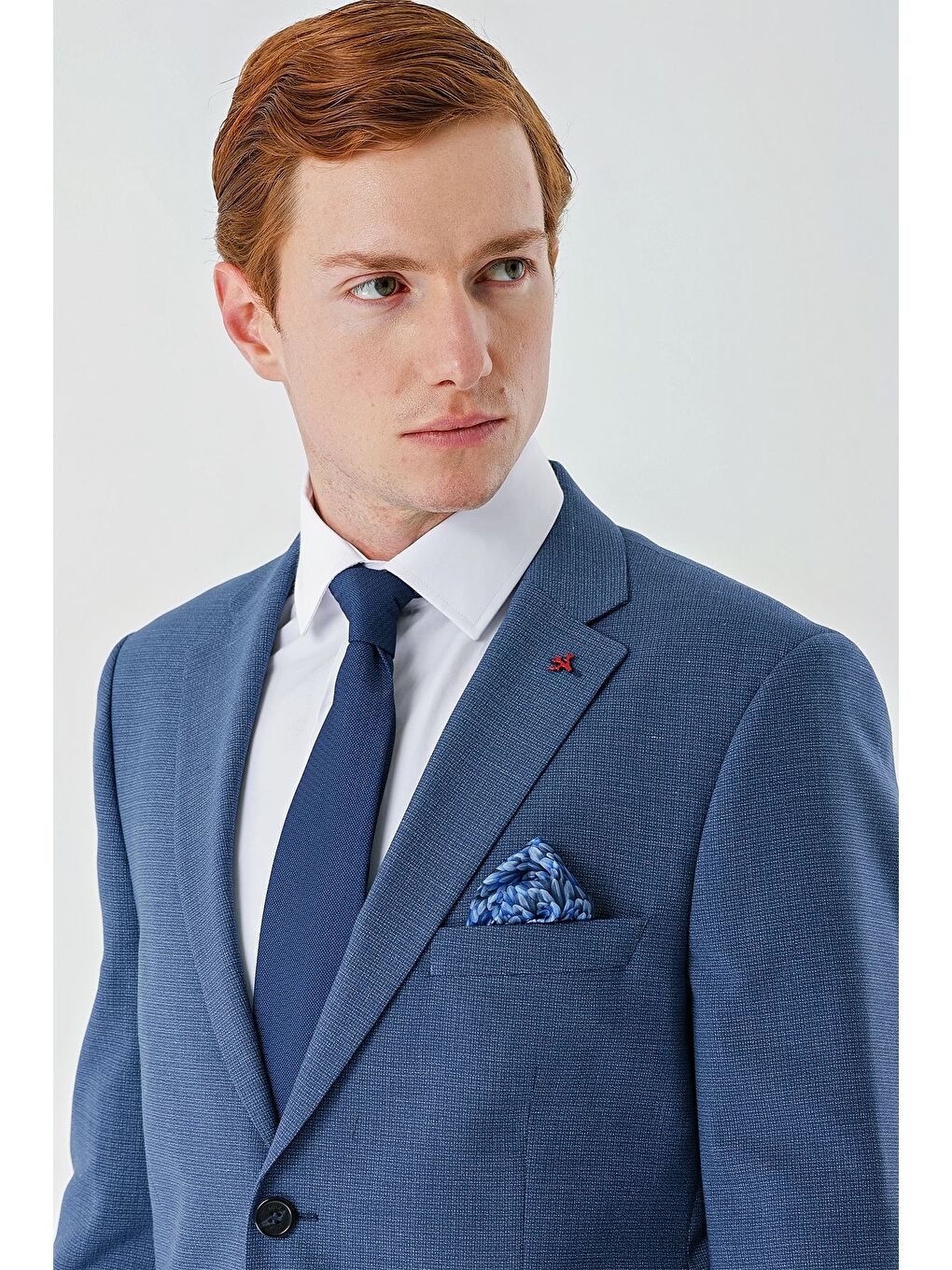 Koyu Mavi Mono Yaka Çift Yırtmaç 6 Drop Comfort Fit Rahat Kesim Klasik Takım Elbise 1001240102-1