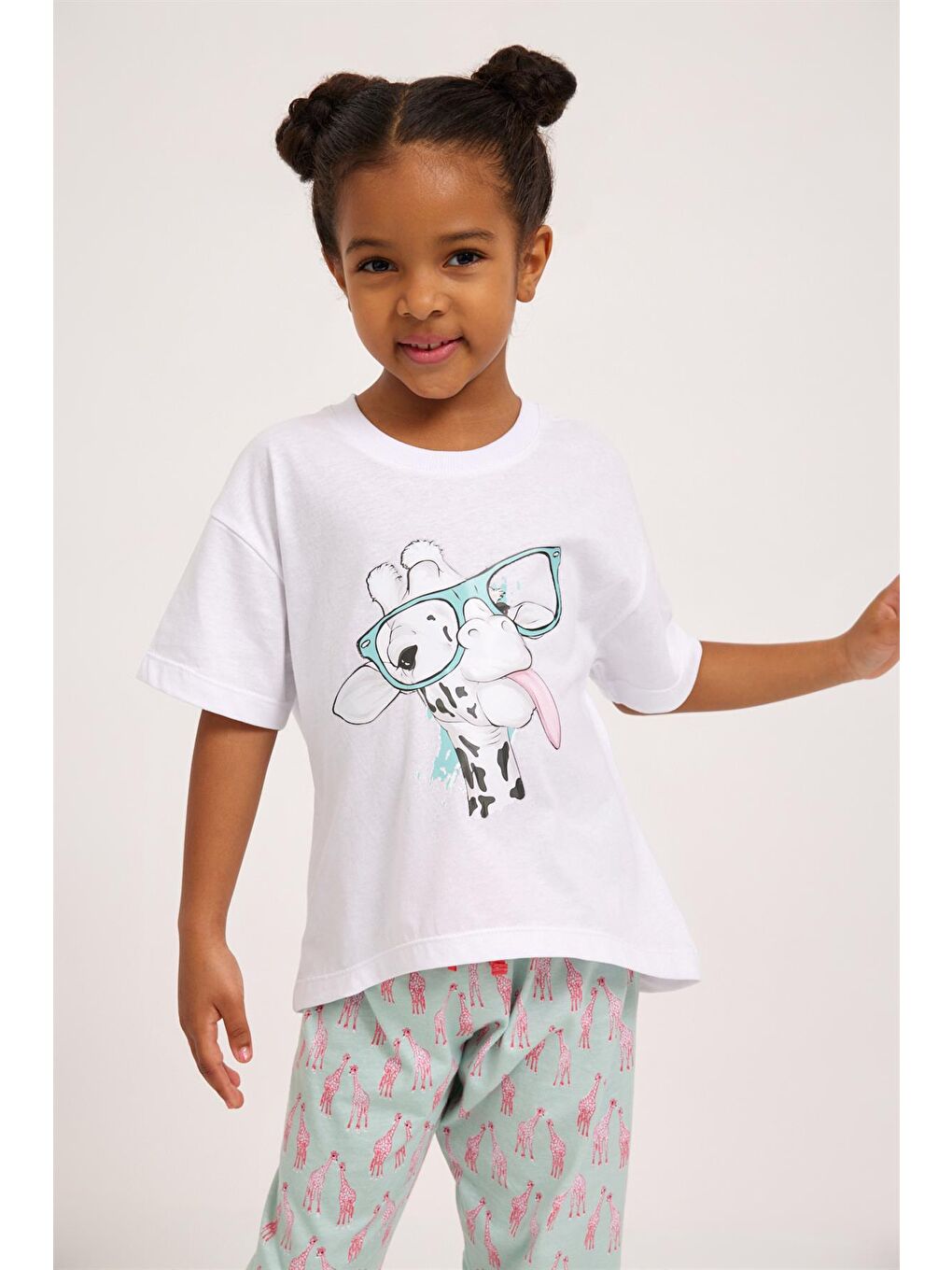 Katia And Bony Beyaz Fun Giraffe Kız Çocuk T-Shirt Beyaz