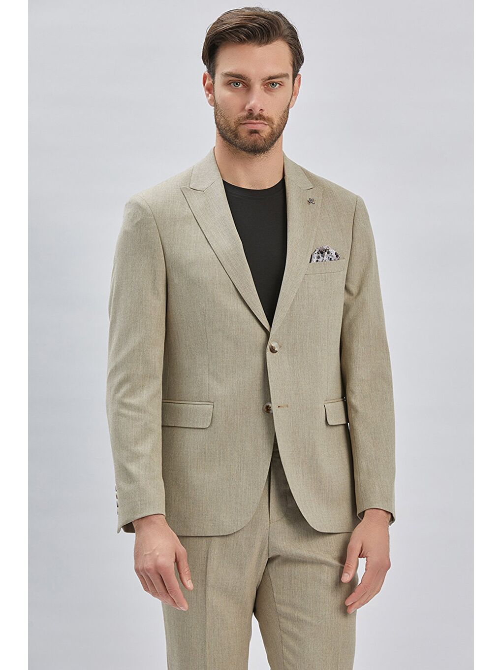 Bej Armürlü Kırlangıç Yaka Astarlı 6 Drop Slim Fit Dar Kesim Takım Elbise 1001240176