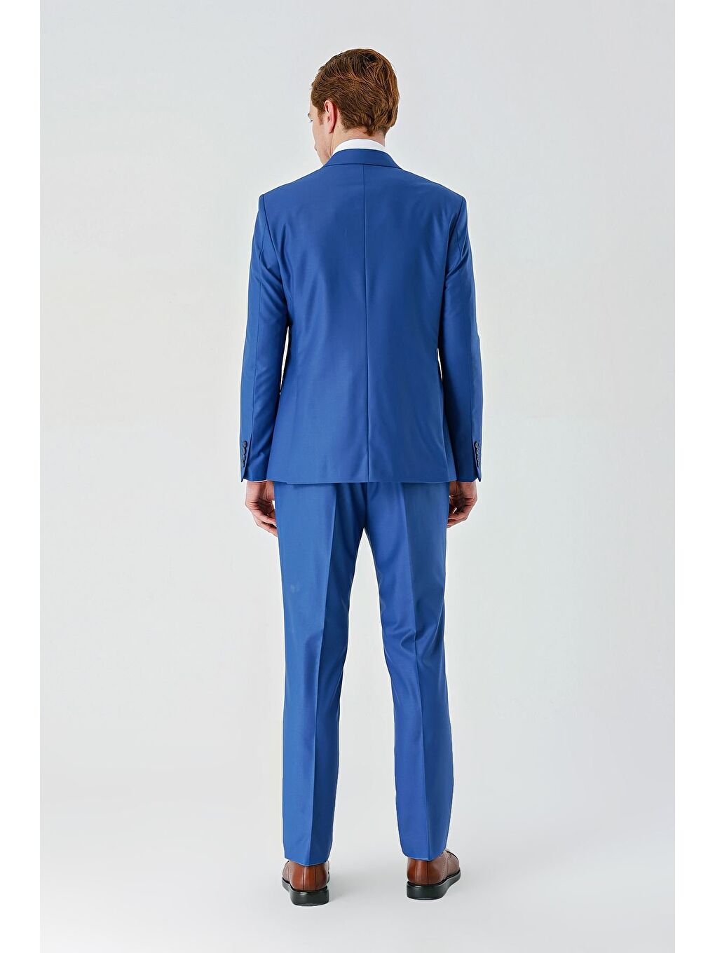 Mavi Saks Gabardin Kırlangıç Yaka Yelekli 6 Drop Slim Fit Klasik Takım Elbise 1001240187-2