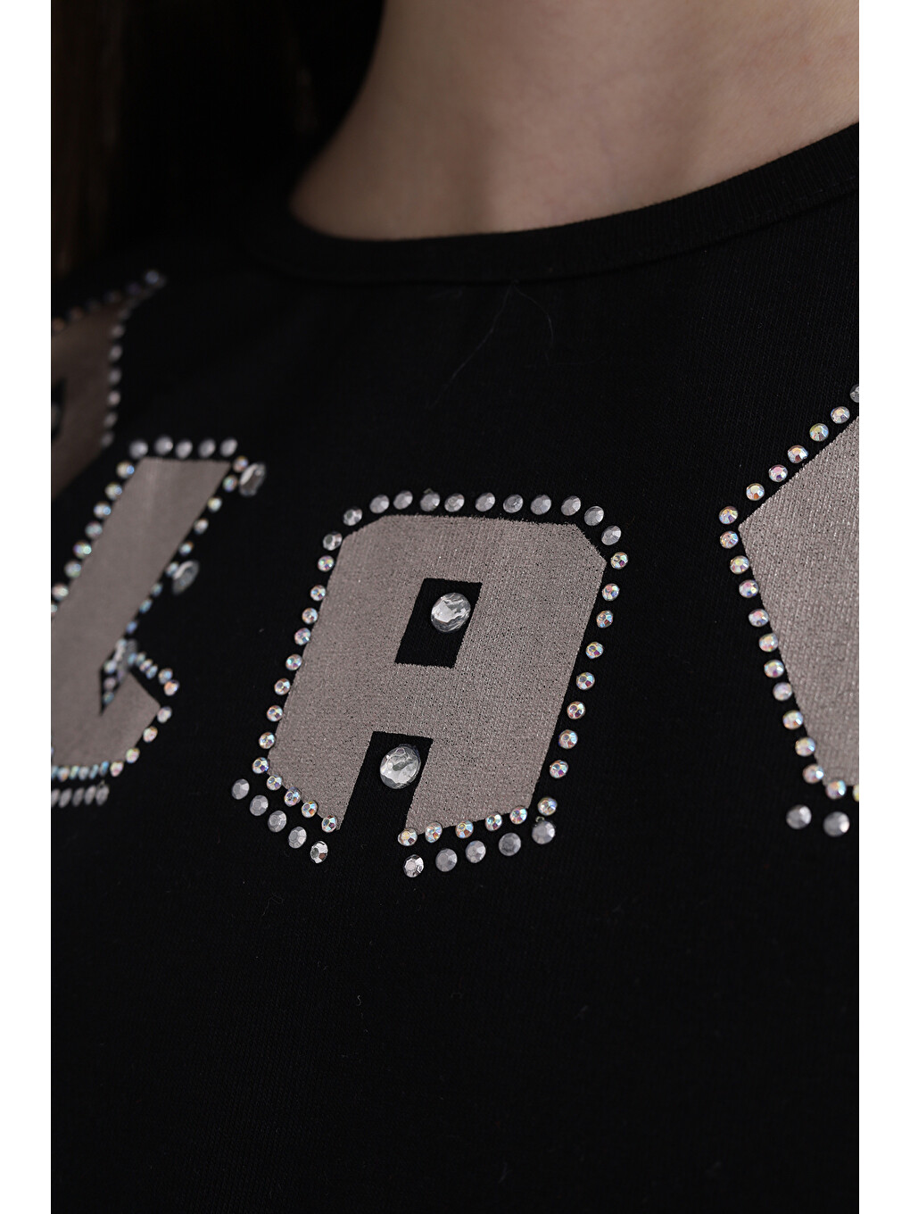 Ekru Kız Çocuk Sweatshirt Black Varak Baskılı-4