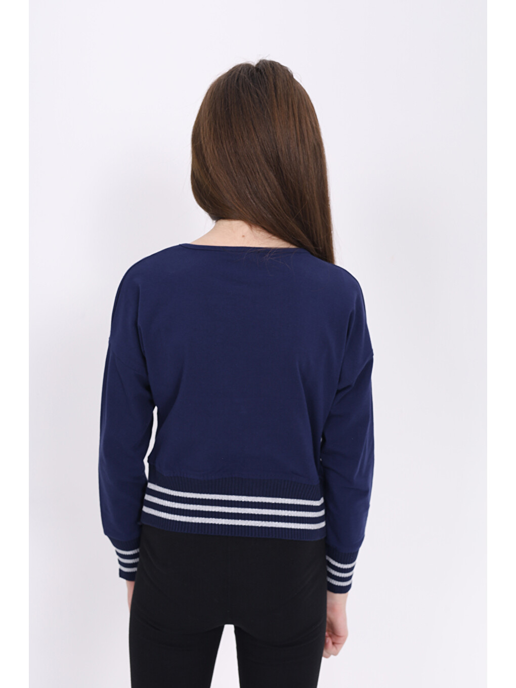 Ekru Kız Çocuk Sweatshirt Black Varak Baskılı-8