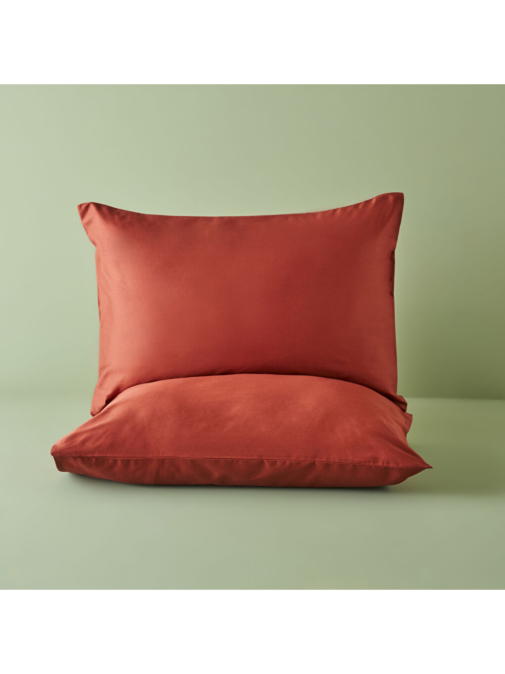 Kahverengi Supreme %100 Pamuk Saten 2'li Yastık Kılıfı Kiremit (50x70 cm)