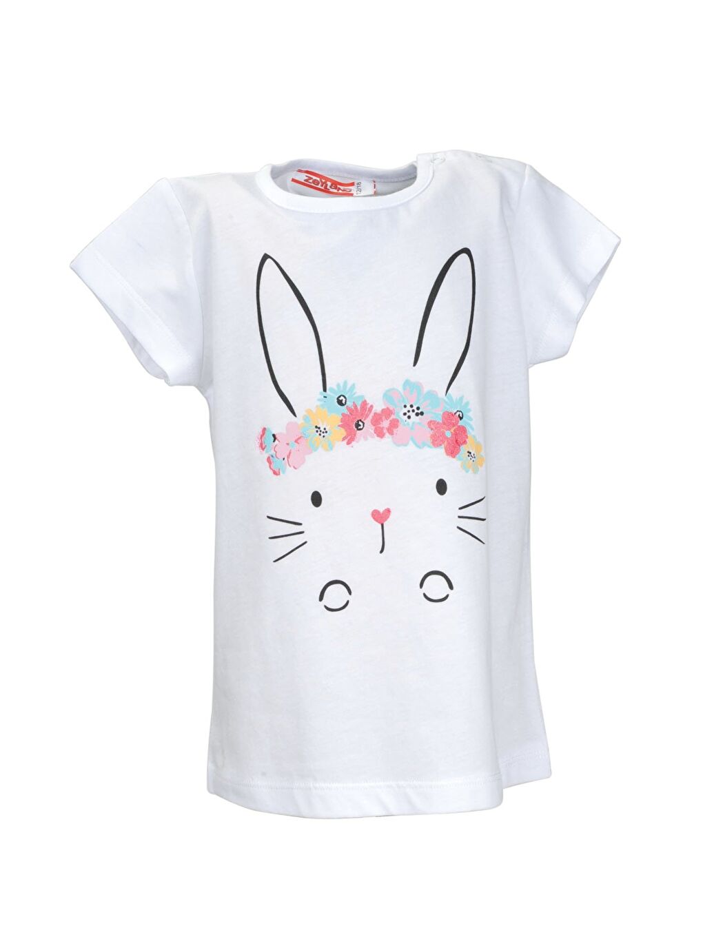 ZEYLAND Kız Bebek Beyaz Flower Rabbit T-Shirt (9Ay-4Yaş) - 1