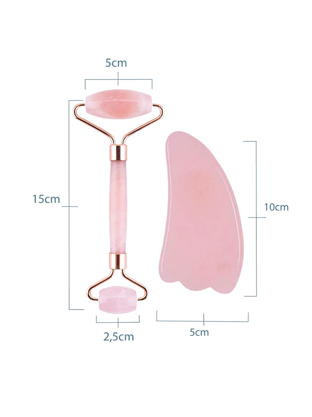 Seay Açık Pembe Pembe Kuvars Face Roller Ve Pembe Kuvars Tırtıklı Gua Sha Yüz Masaj Aleti Seti Sertifikalı - 4