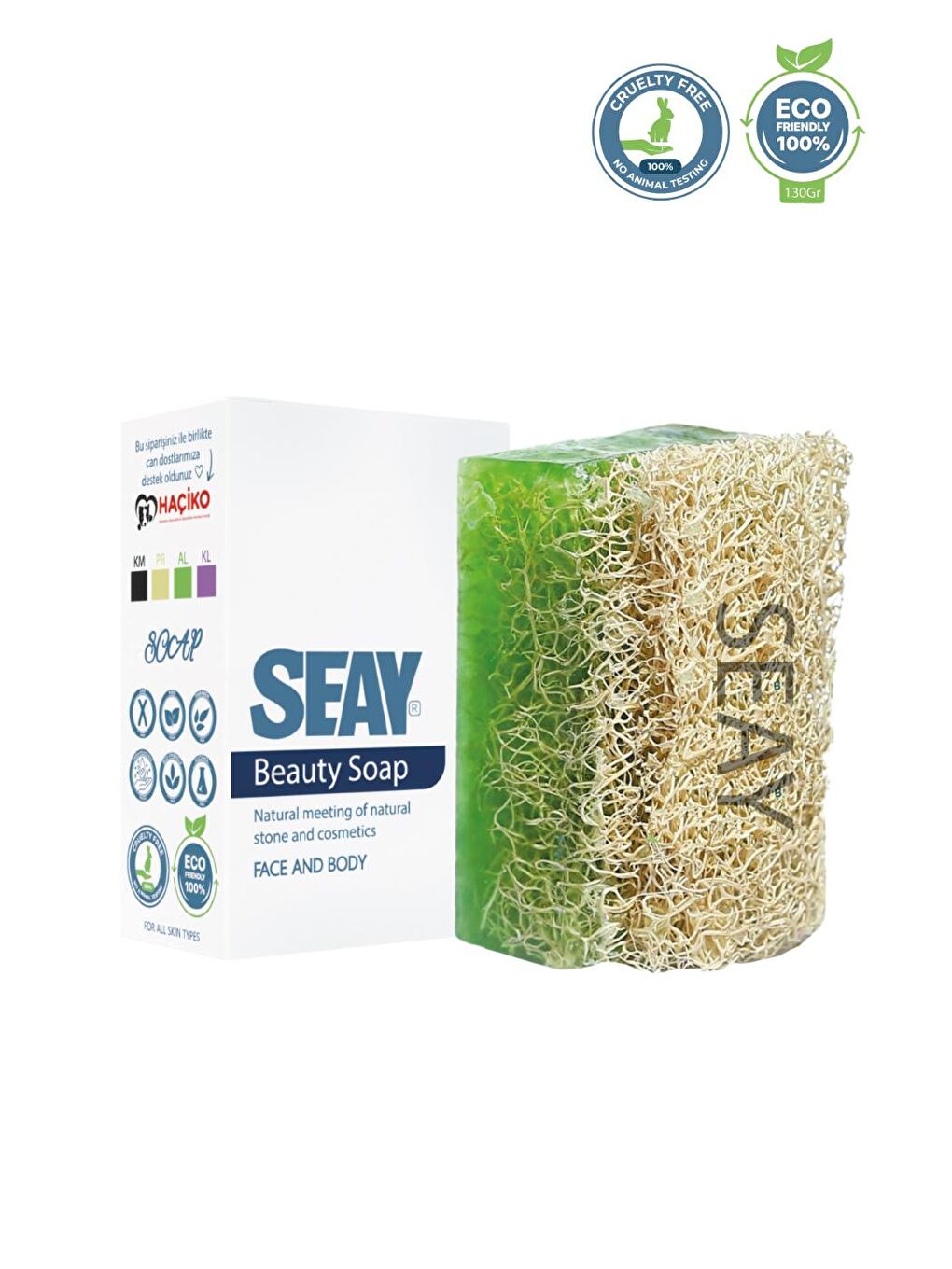 Seay Açık Yeşil Doğal Kabak Lifli Aloe Vera Sabunu 130 gr