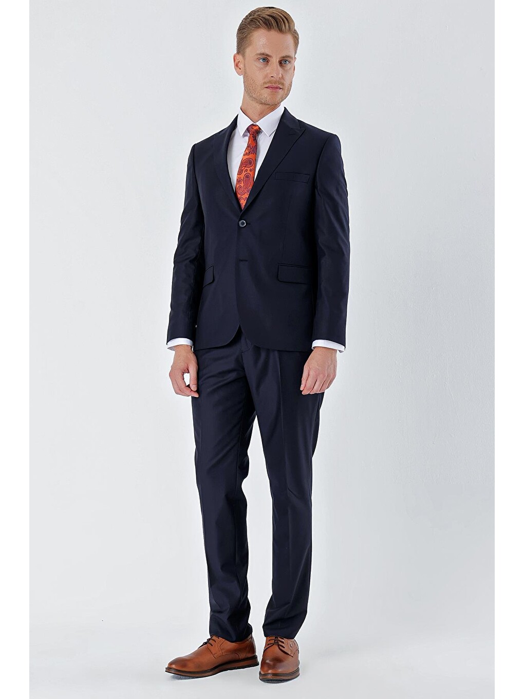 Lacivert Gabardin Kırlangıç Yaka 6 Drop Slim Fit Dar Kesim Basic Takım Elbise 1001245011-1